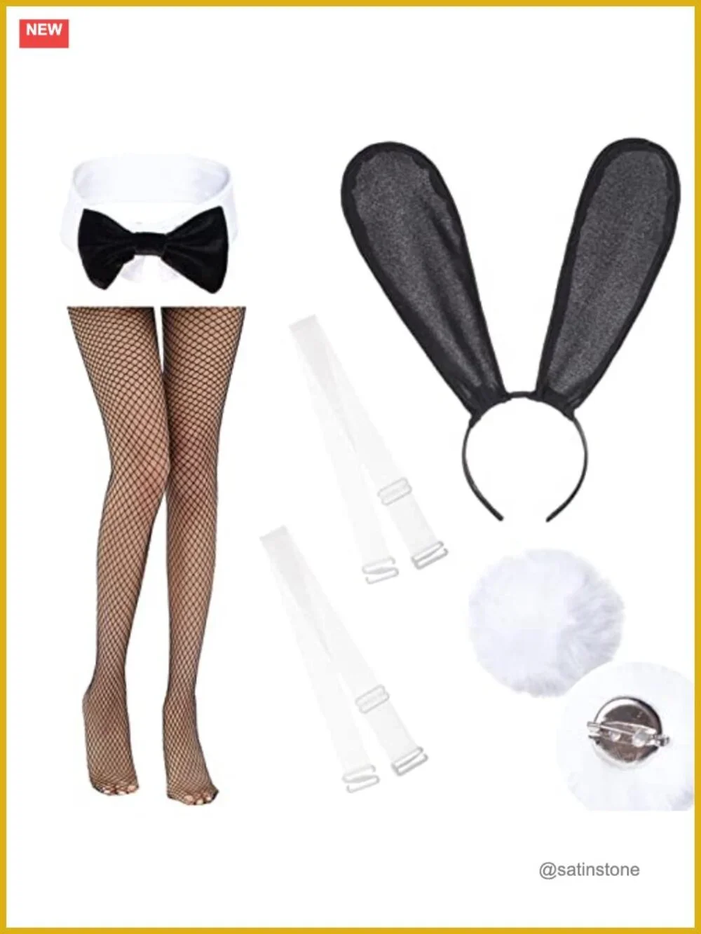 Bunny Girl Bodysuit One Piece Cosplay Catsuit with Headband and Stockings Set